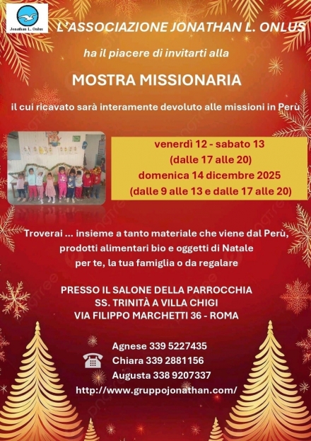 MOSTRA MISSIONARIA VENERDI' 12 DOMENICA 14 DICEMBRE 2025 - Associazione JONATHAN L. onlus