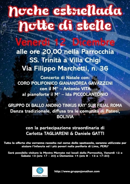 NOCHE ESTELLADA - NOTTE DI STELLE VENERDI' 12 DICEMBRE - Associazione JONATHAN L. onlus